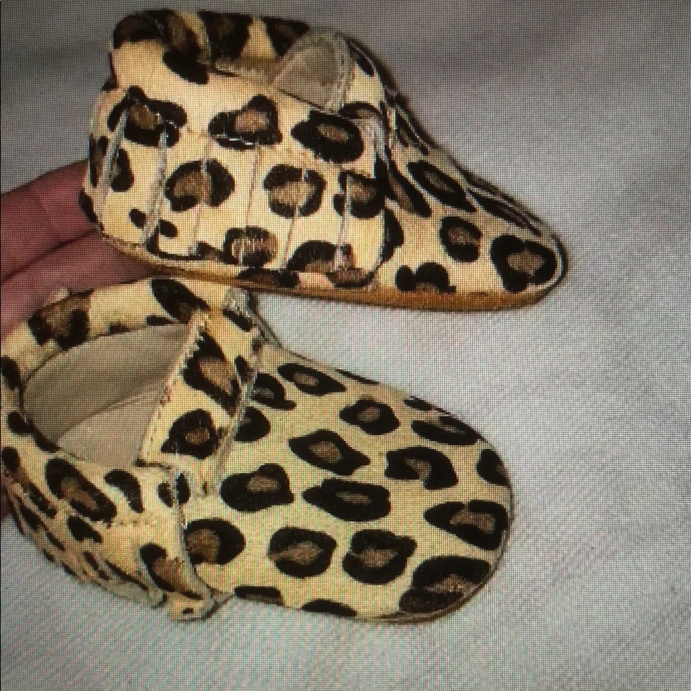 MONKEY FEET Cheetah Print Soft Bottom Leather Moccasins w Hair Size 3-6 months